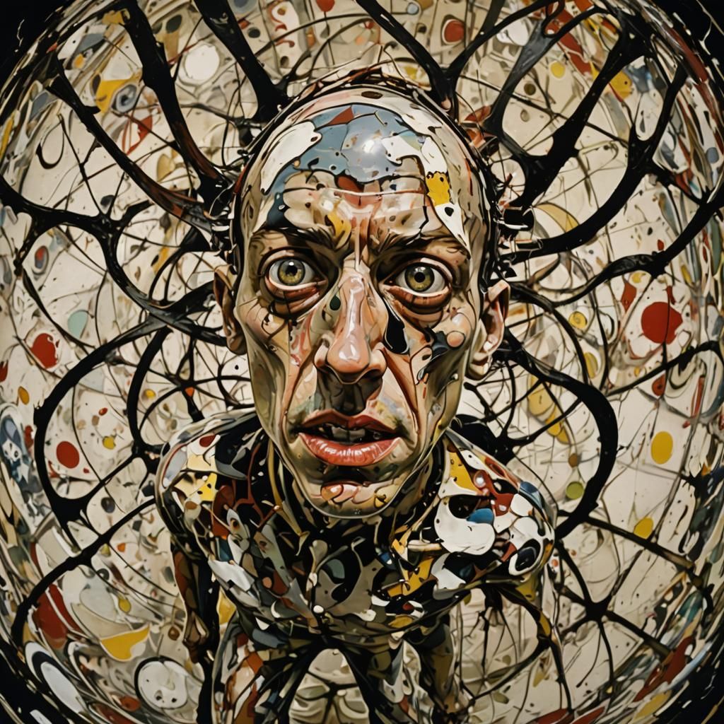 Abstract Humanoid in Fisheye Lens, Surrealist Style