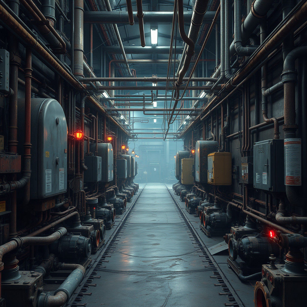 Dystopian Industrial Landscape in Gritty Sci-Fi Style