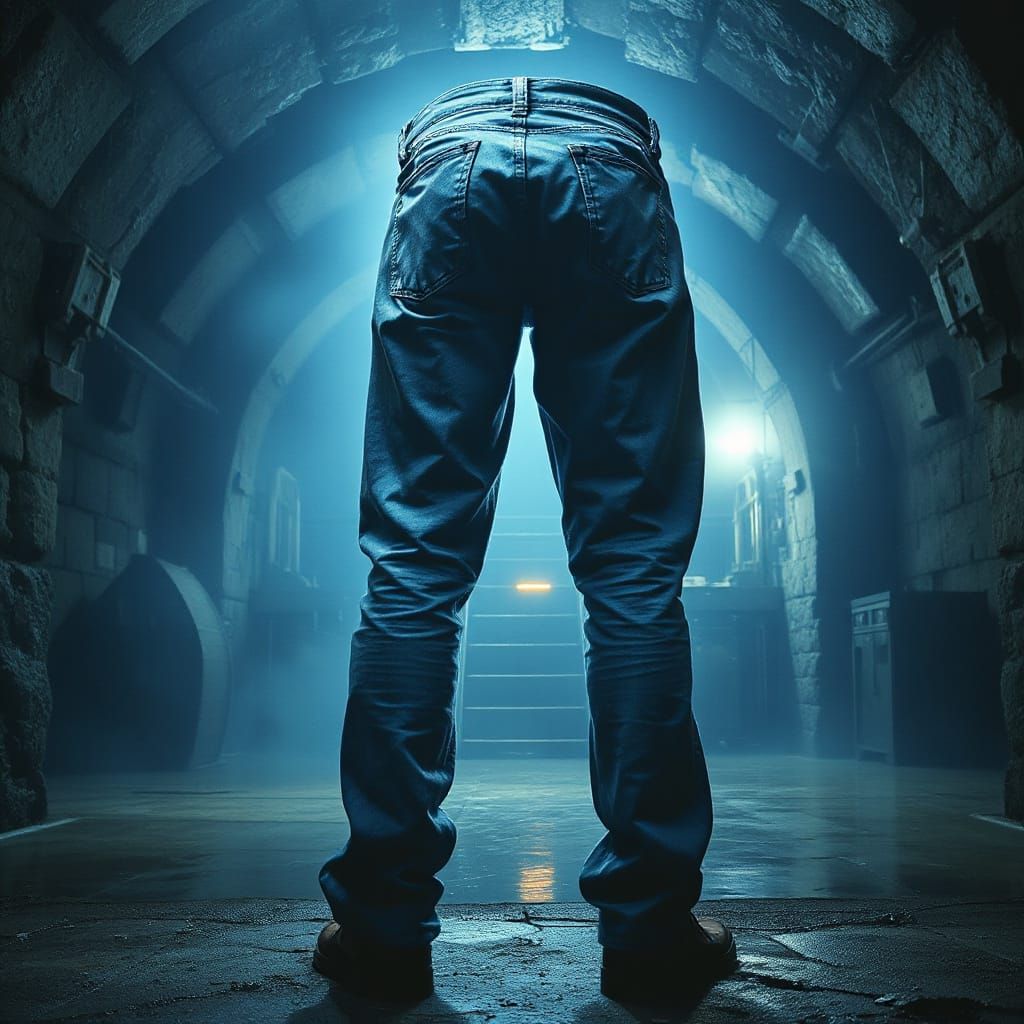 Eerie Blue Pants Stand Upright in Mad Scientist's Lab