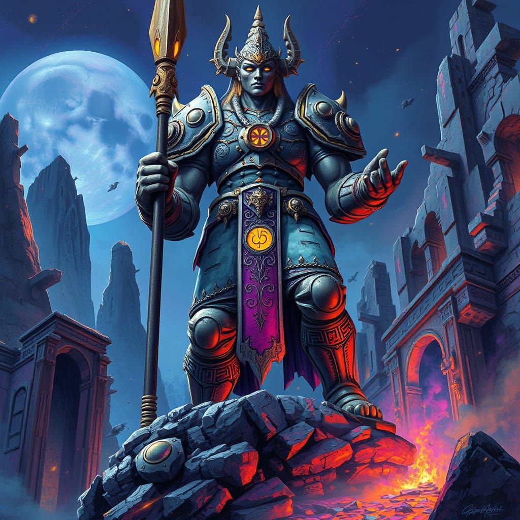 Ancient Guardian Vigilant at Forgotten Temple's Edge