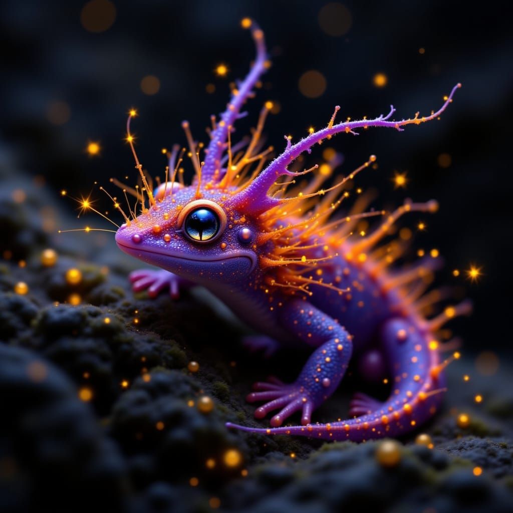 Fantastical Salamander Glows in Triadic Hues