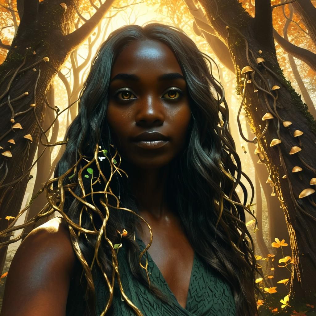 Eerie Forest Woman: Dark Fantasy Matte Painting