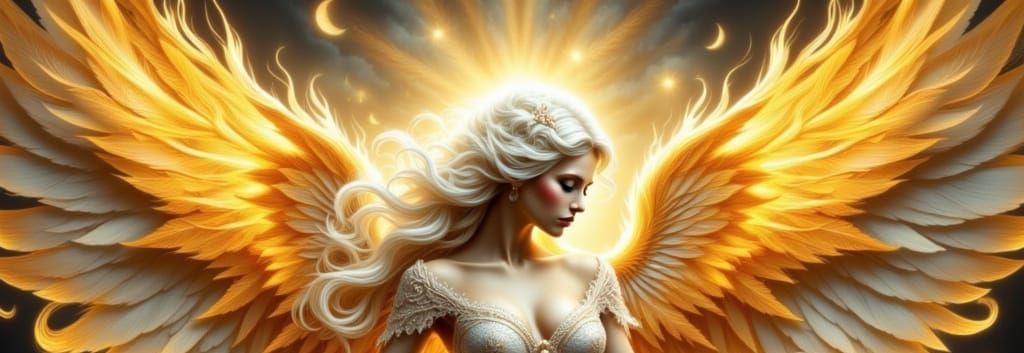 Golden Angelic Entity in Risque Business Attire