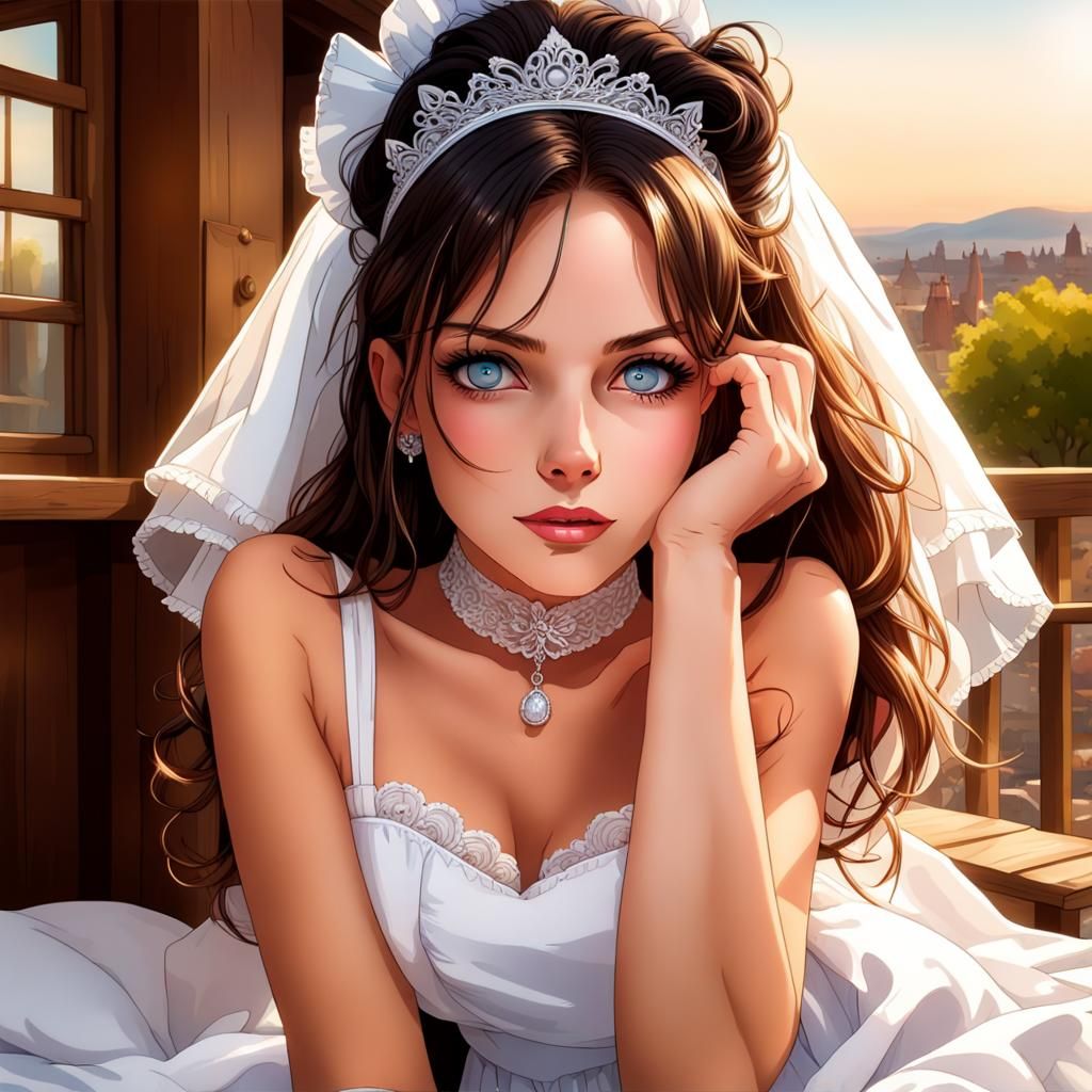 Anime Maid with Lingerie and Purple Hair