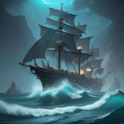 Merfolk Pirate Casting Spell in Digital Painting Style