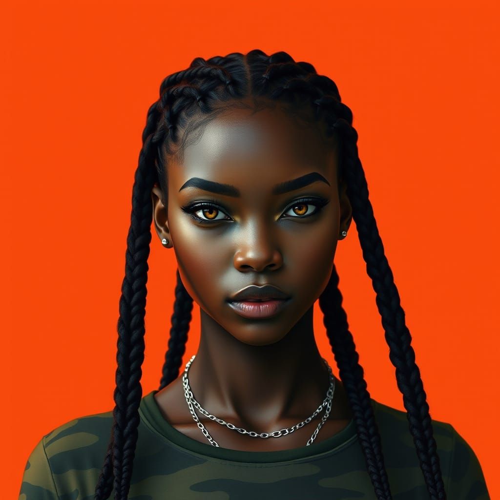 Black Woman with Braids in Dreamy Lighting