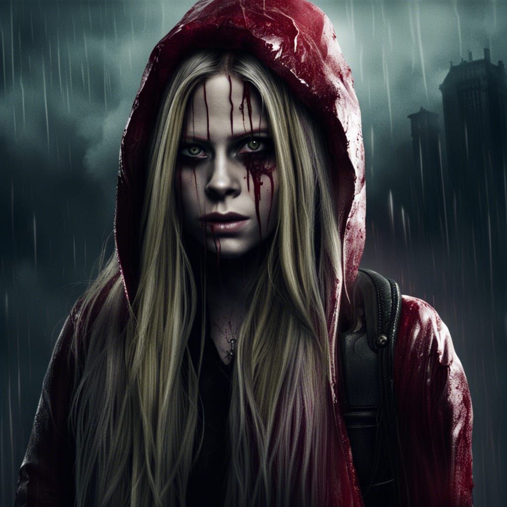 Avril Lavigne as Horror Character in Stormy Scene