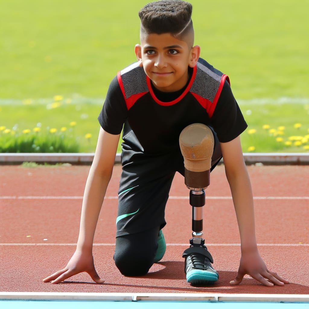 Young Athlete with Prosthetic Leg Shows Resilience at the St...