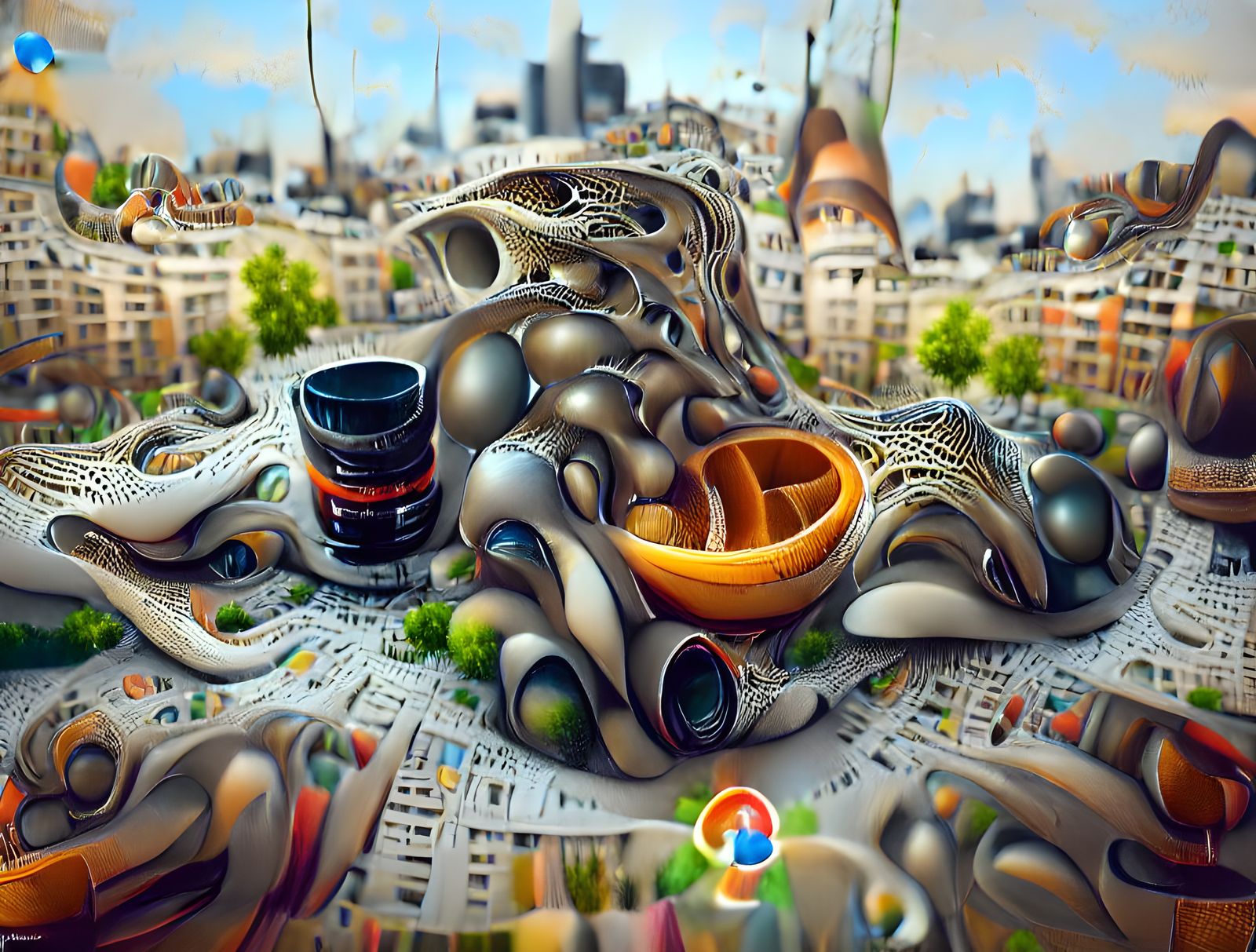 Futuristic Cityscape with Organic Architecture in Hyperreali...