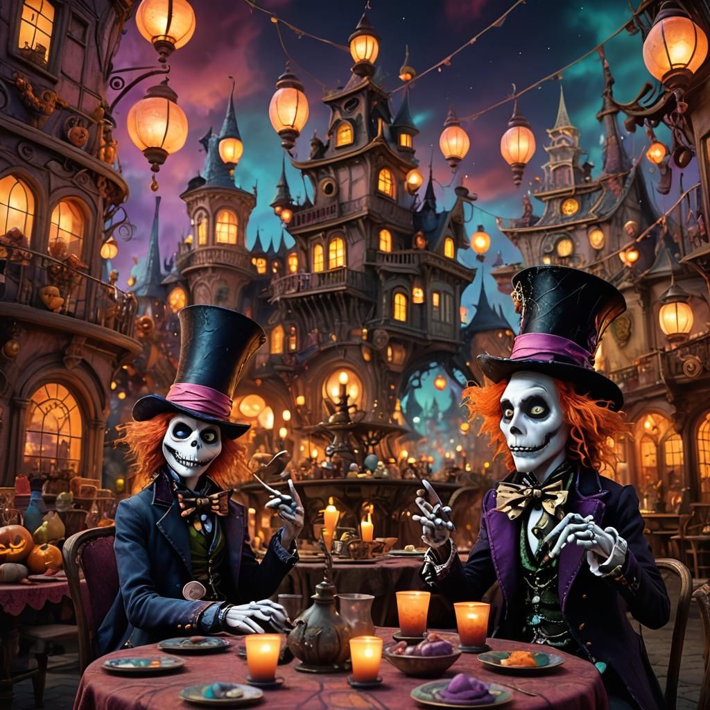 Mad Hatter and Jack Skellington in Wonderland