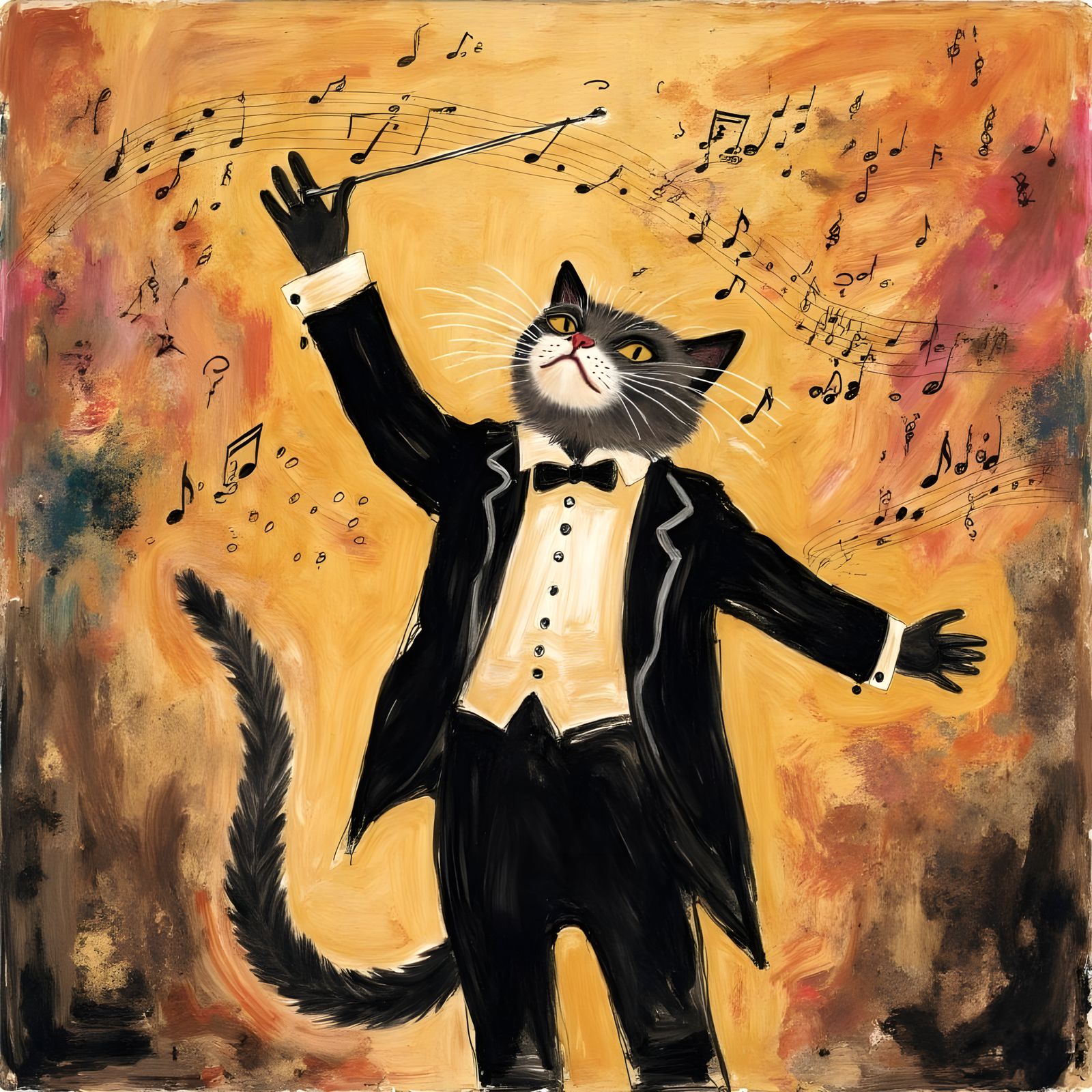 Feline Maestro Conducts Vibrant Musical Spectacle