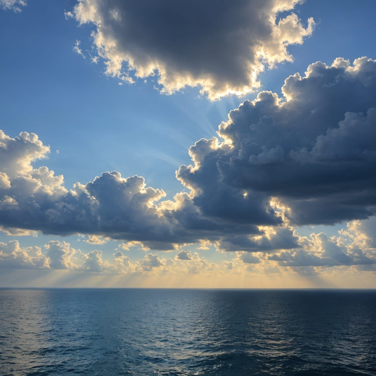 Vast Ocean Horizon Unfolds Under a Brilliant Blue Sky