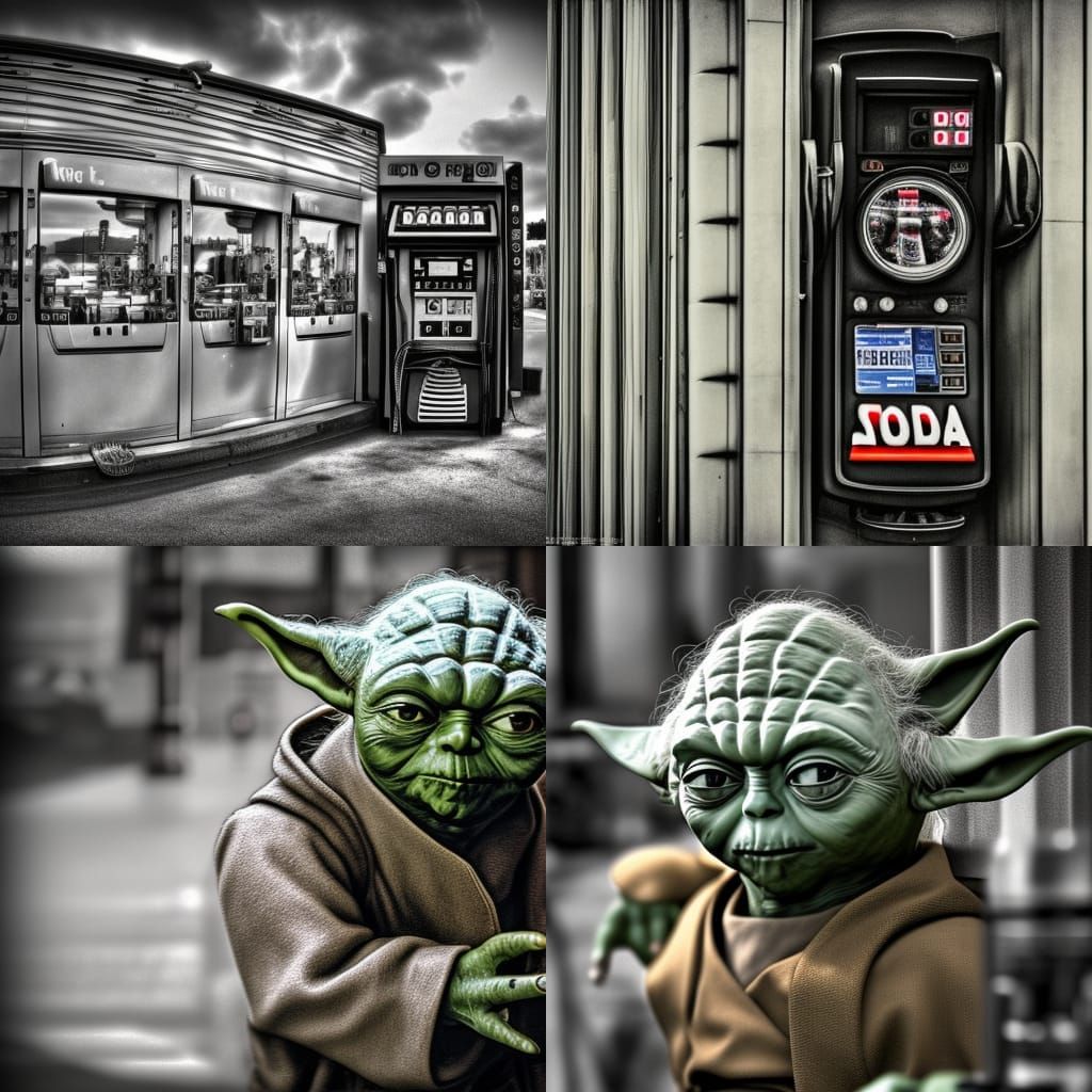 Yoda at the Gas Station: Hyperrealistic Digital Art