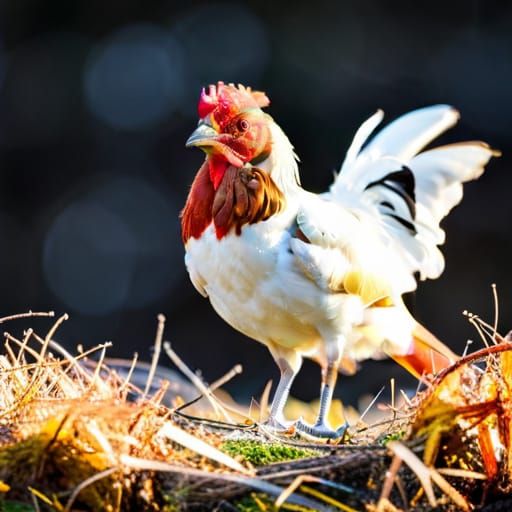 Rooster Feeds Chicken: Hyperdetailed Wet Plate Photo