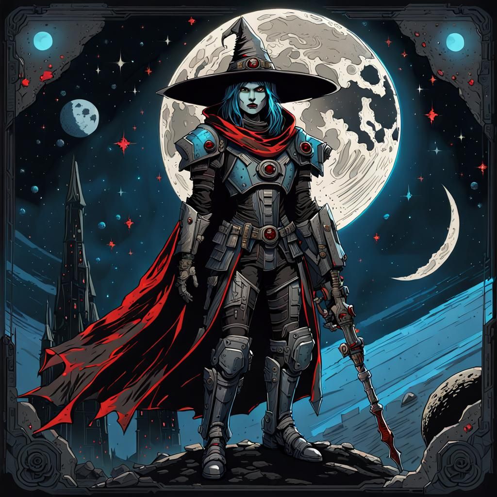 Goth Witch in Mechwarrior Armor in Space