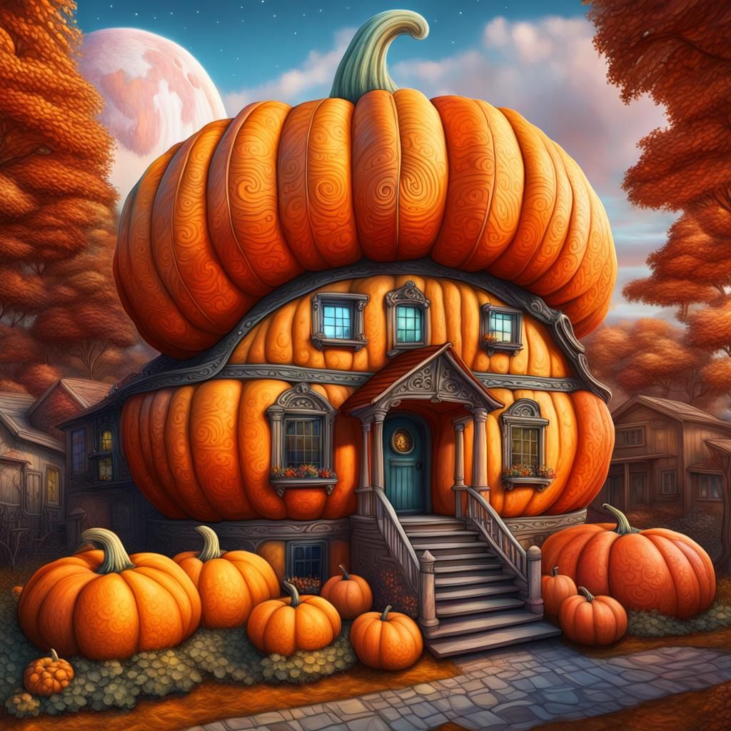 Giant Pumpkin House in Cosmic Style