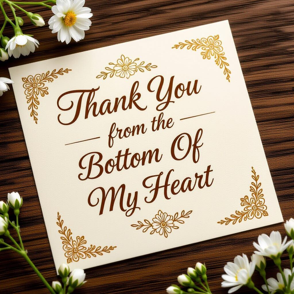 Elegant Calligraphy Thank You Note with Floral Accents