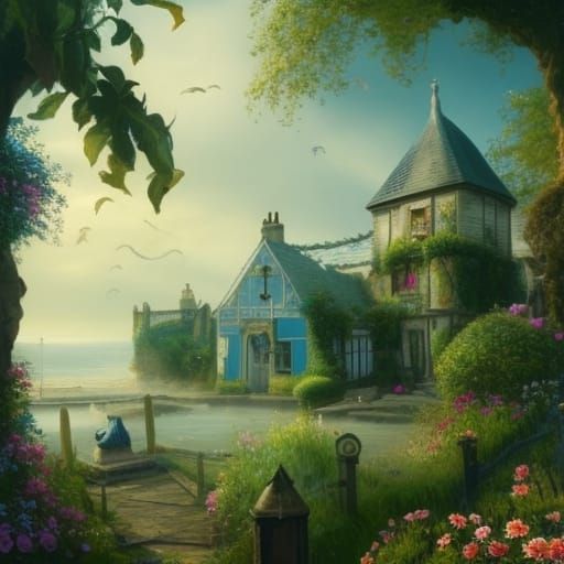 Victorian Seaside Village with Gothic Architecture