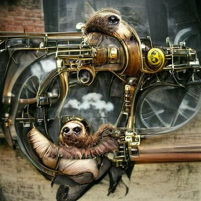 Steampunk Sloth with Intricate Mechanical Details
