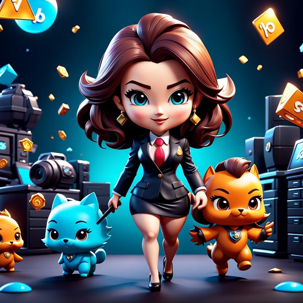 Chibi Female CEO Business Logo in 3D Vector Art