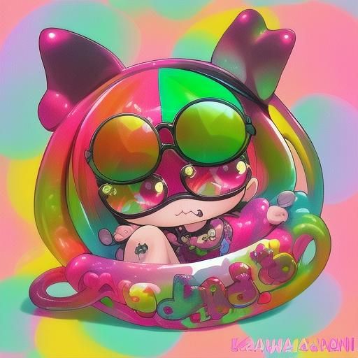 Cute Kidney Bean with Sunglasses in Kawaiicore Style
