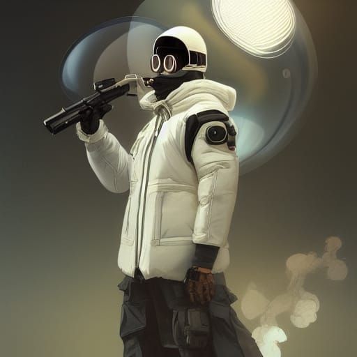 Futuristic Soldier in Dystopian Setting, Digital Art