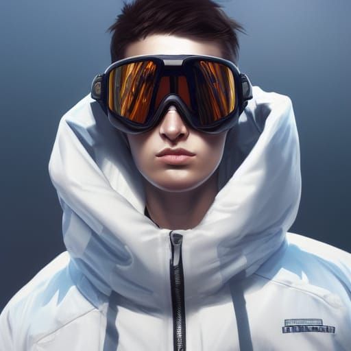 Dystopian Soldier in White Camo: Futuristic Portrait