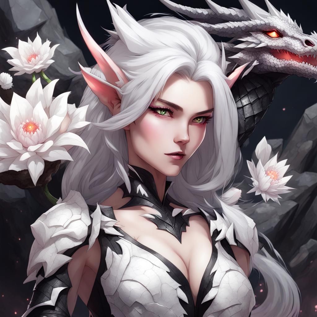 Dragon Girl Punches Boulder in Dragon Armor