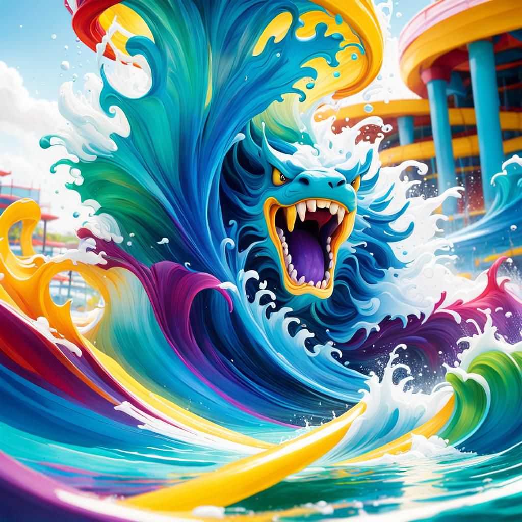 Water Elemental in Dreamcore Action Painting