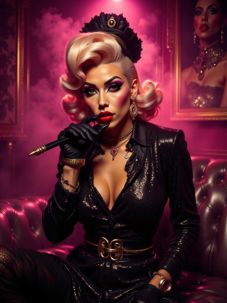 Drag Queen in Retro Cabaret, Art Deco Style