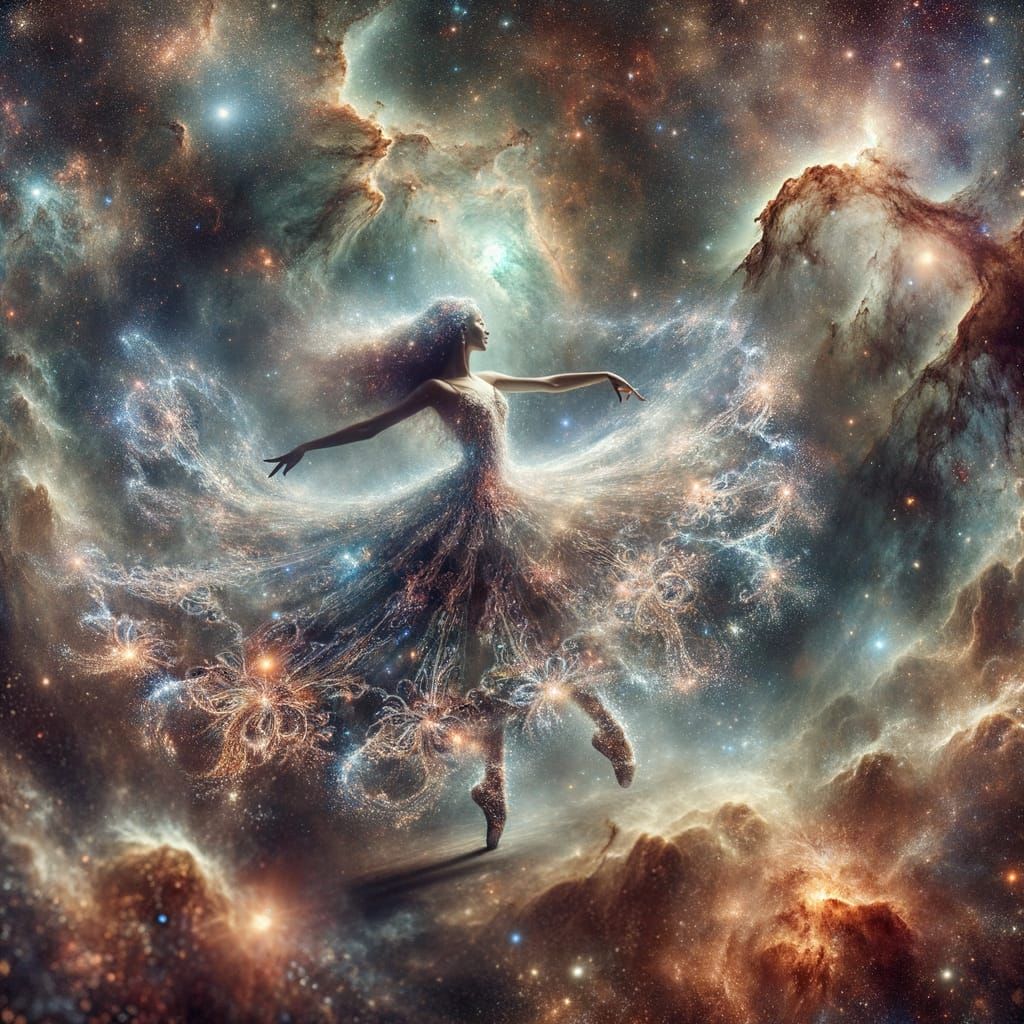 Cosmic Dancer in Nebula of Starlight and Shadow