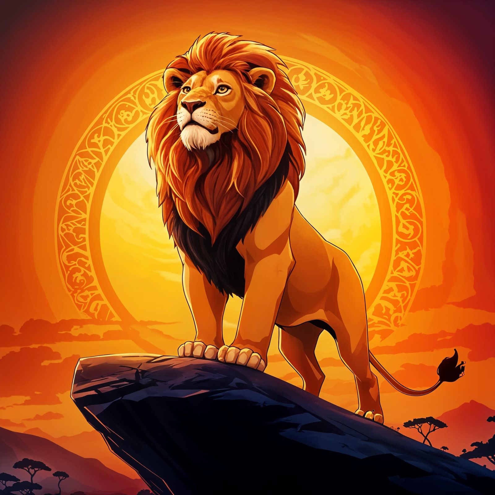 African King in Majestic Regalia Roars in the Savannah