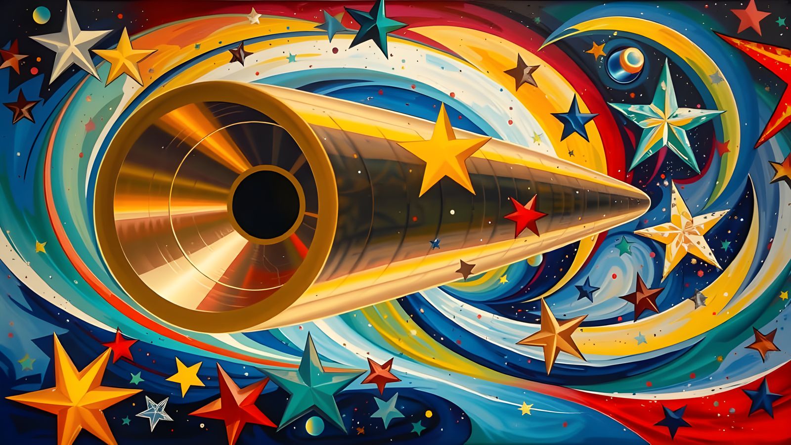 Stunning Avant-Garde Mirror Cylinder in Cosmic Maelstrom