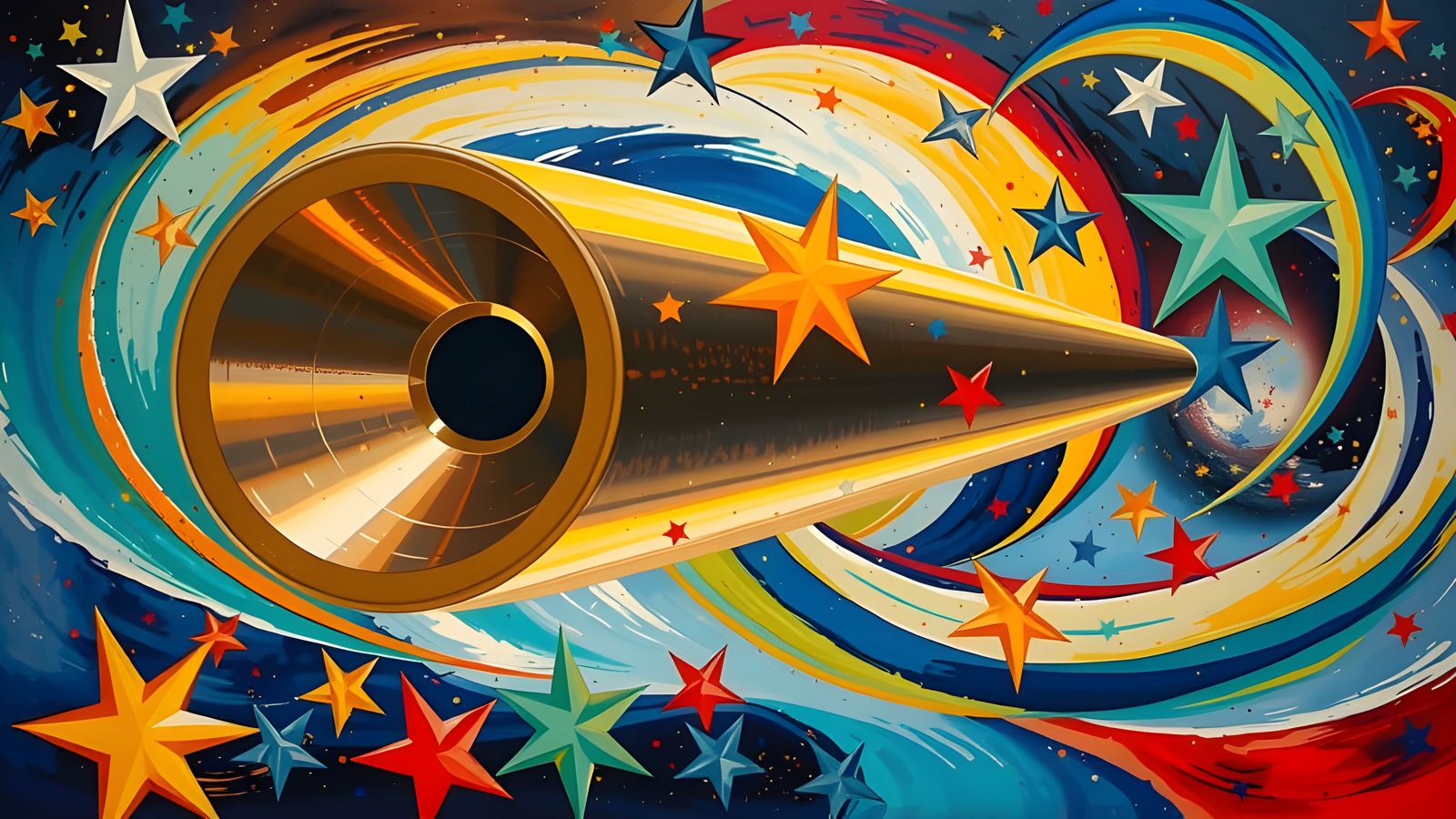 Stunning Metallic Vortex with Whirly Stars in Brilliant Colo...