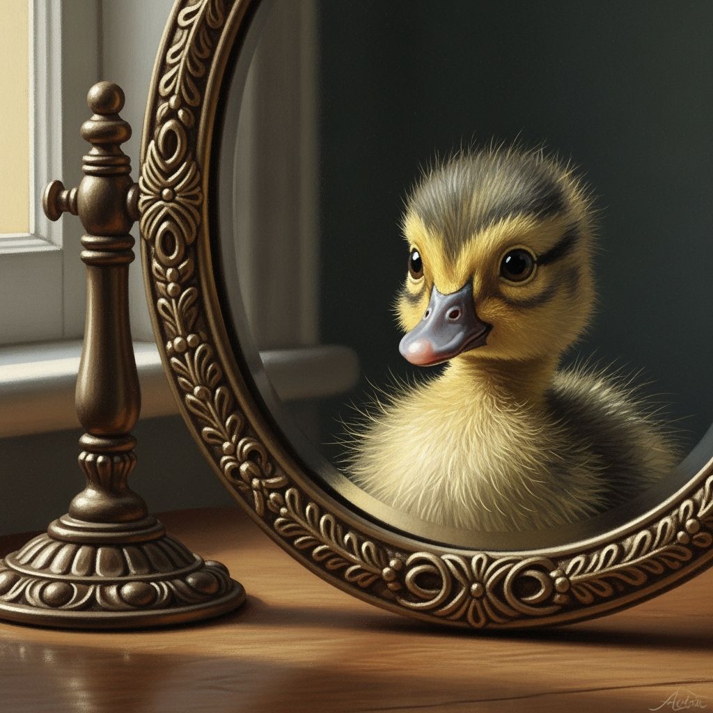 Vintage Mirror Reflects Endearing Ugly Duckling