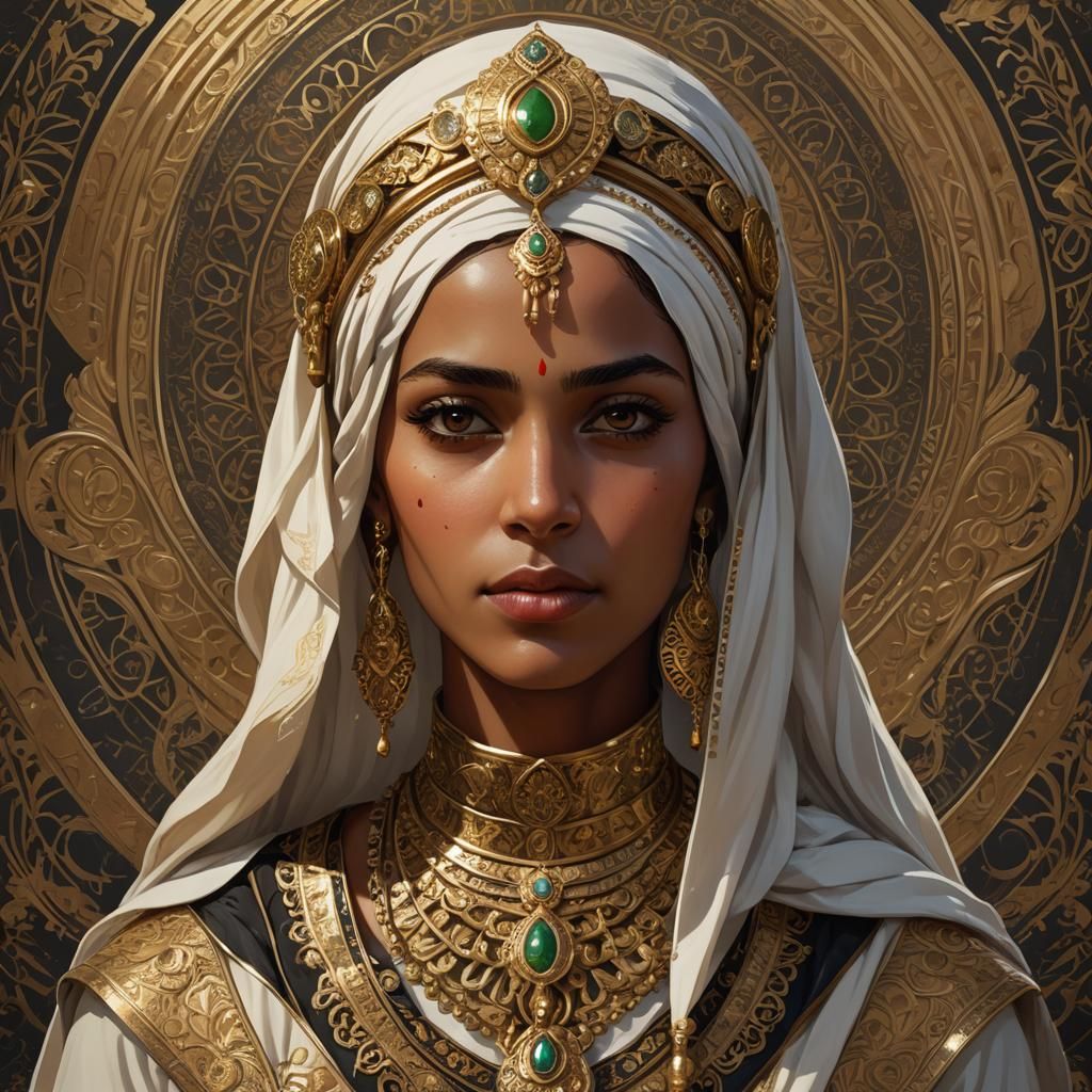 Yemeni Woman Portrait in Art Nouveau Style