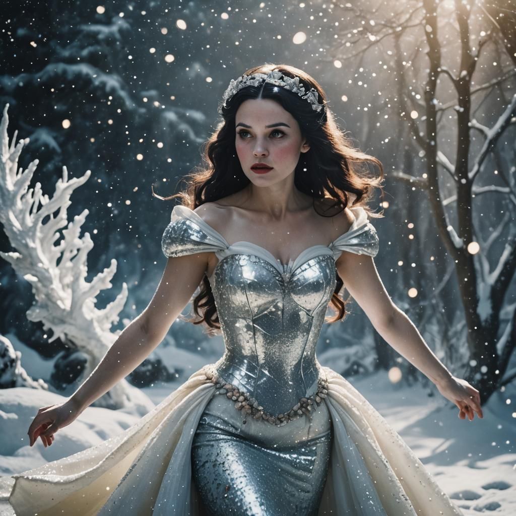 Cinematic Space Mermaid Snow White with White Sparkles