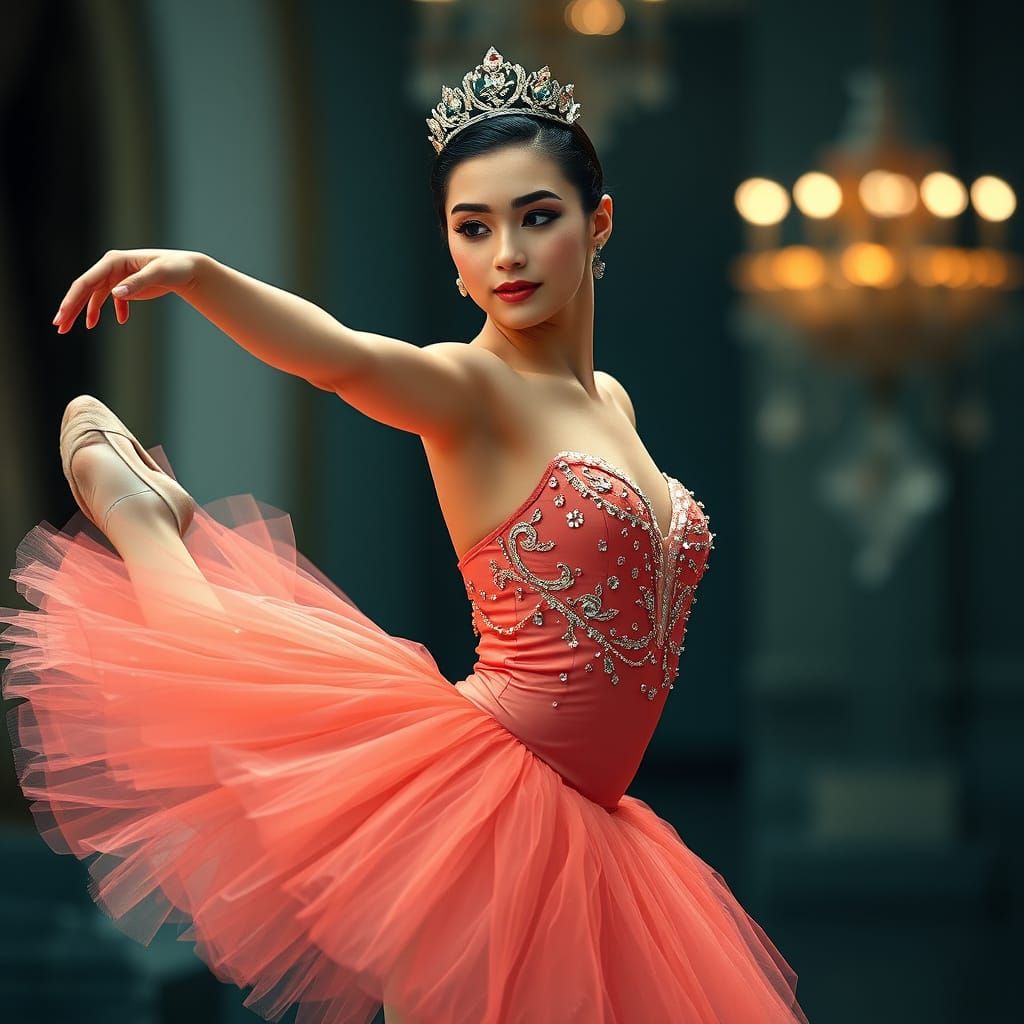 Prima Ballerina in Coral Tutu, Professional Photography