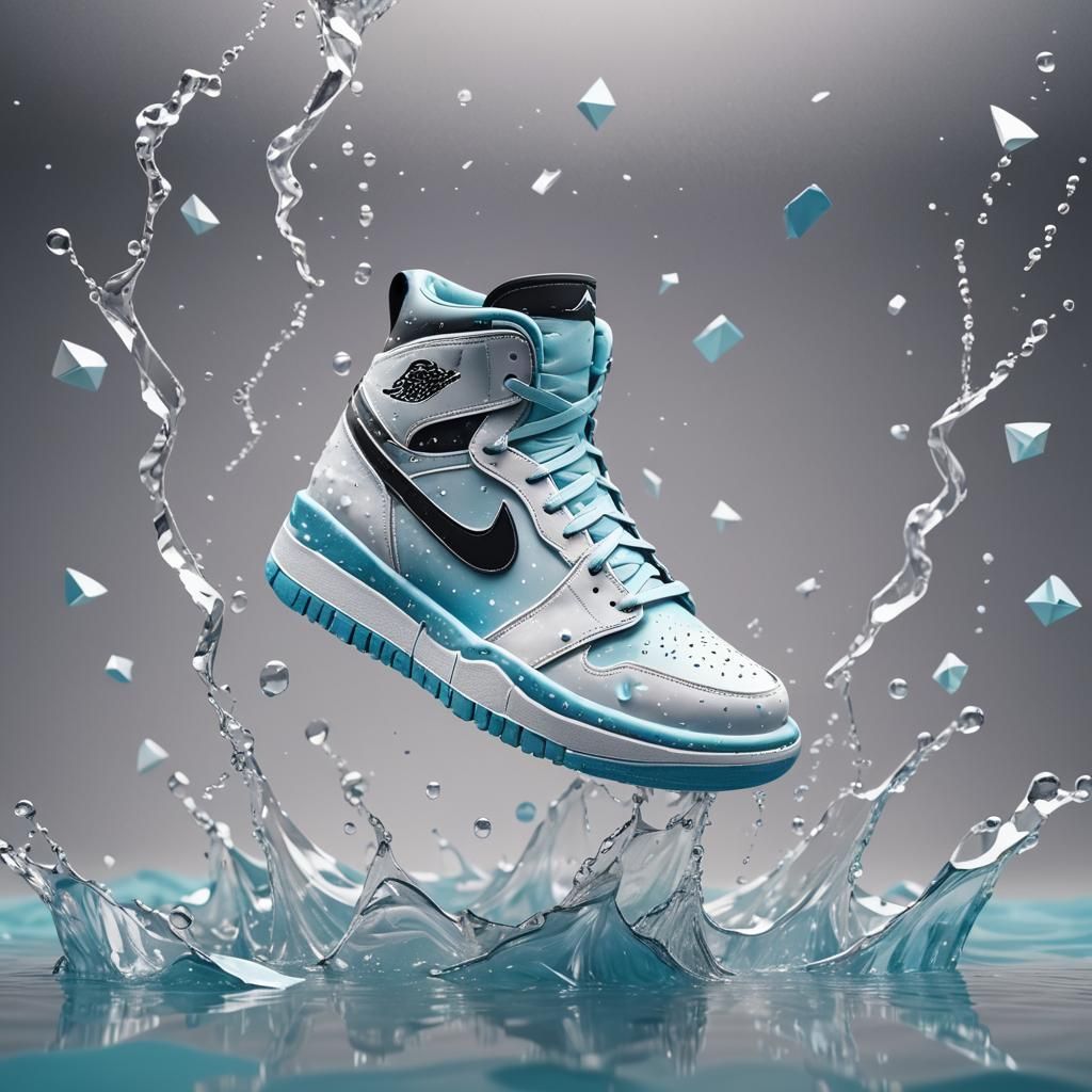 Air Jordan One Disintegrating in Space: Digital Art