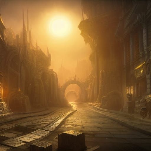 Fantastical Secure Internet Landscape in Detailed Matte Pain...