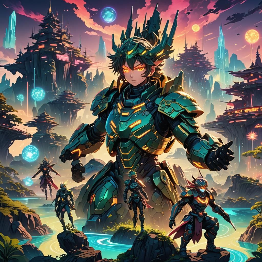 Mystical Anime Army on Floating Islands