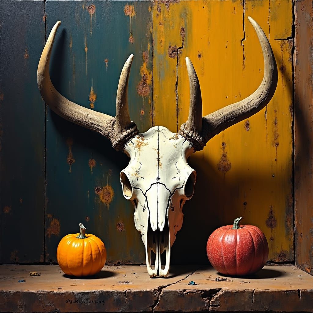 Animal Skull Still Life in American Realism Style