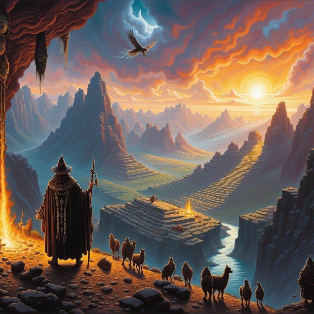 Majestic Inca Citadel at Sunrise: Andean Fantasy