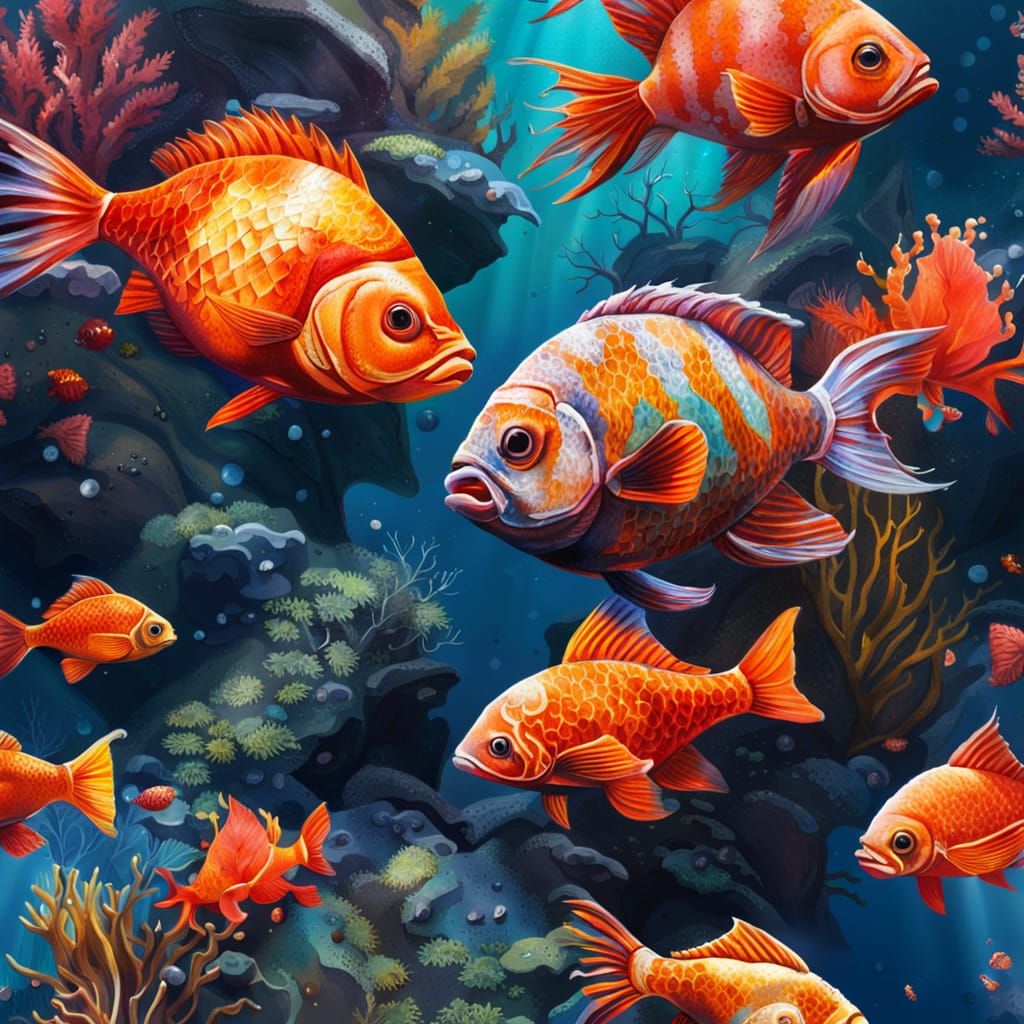 Hyperrealistic Underwater Scene with Colorful Coral