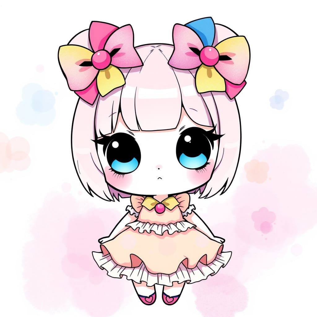 Pastel Kawaii Character in Watercolor Style