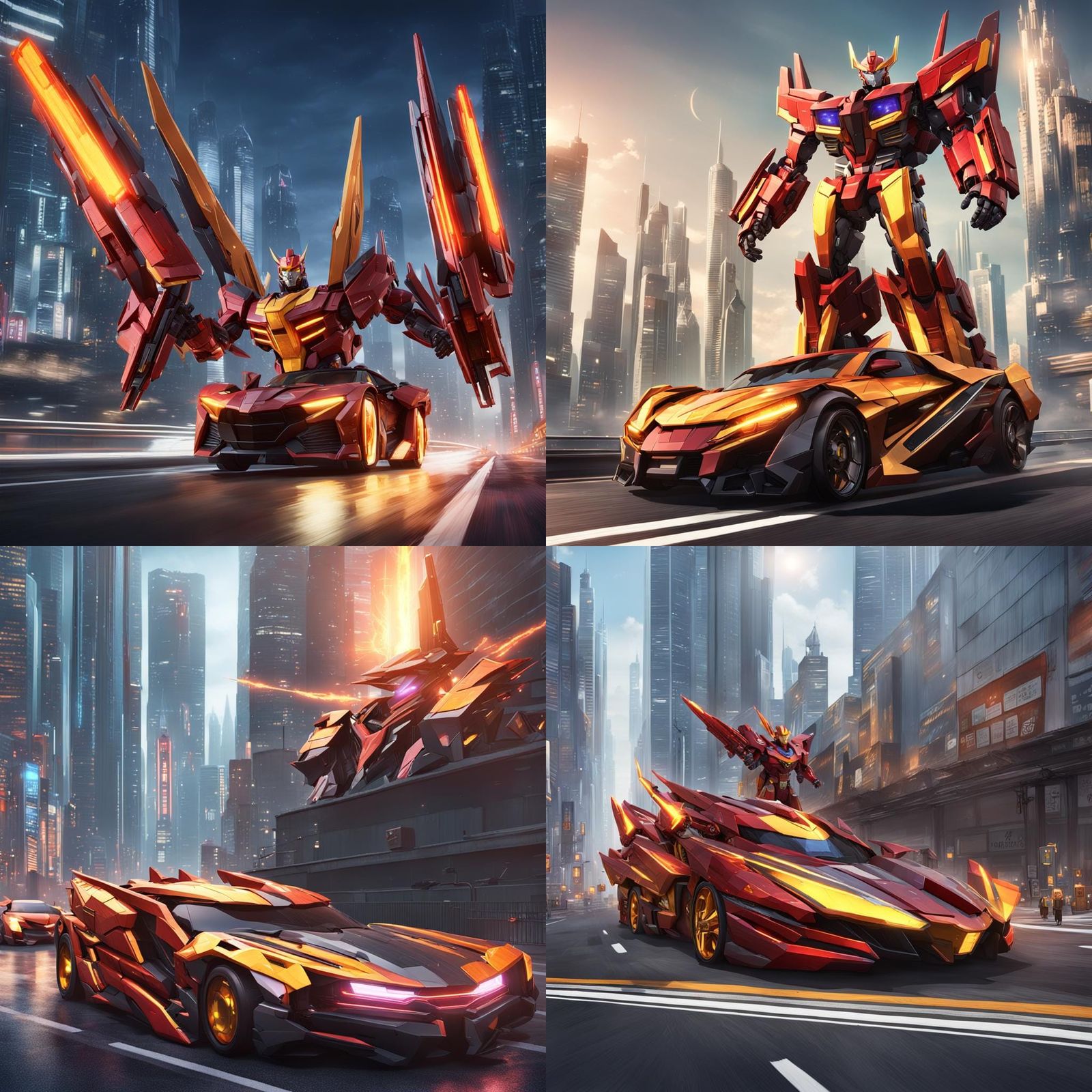 Rodimus Prime on Futuristic Highway in 3D Anime Art