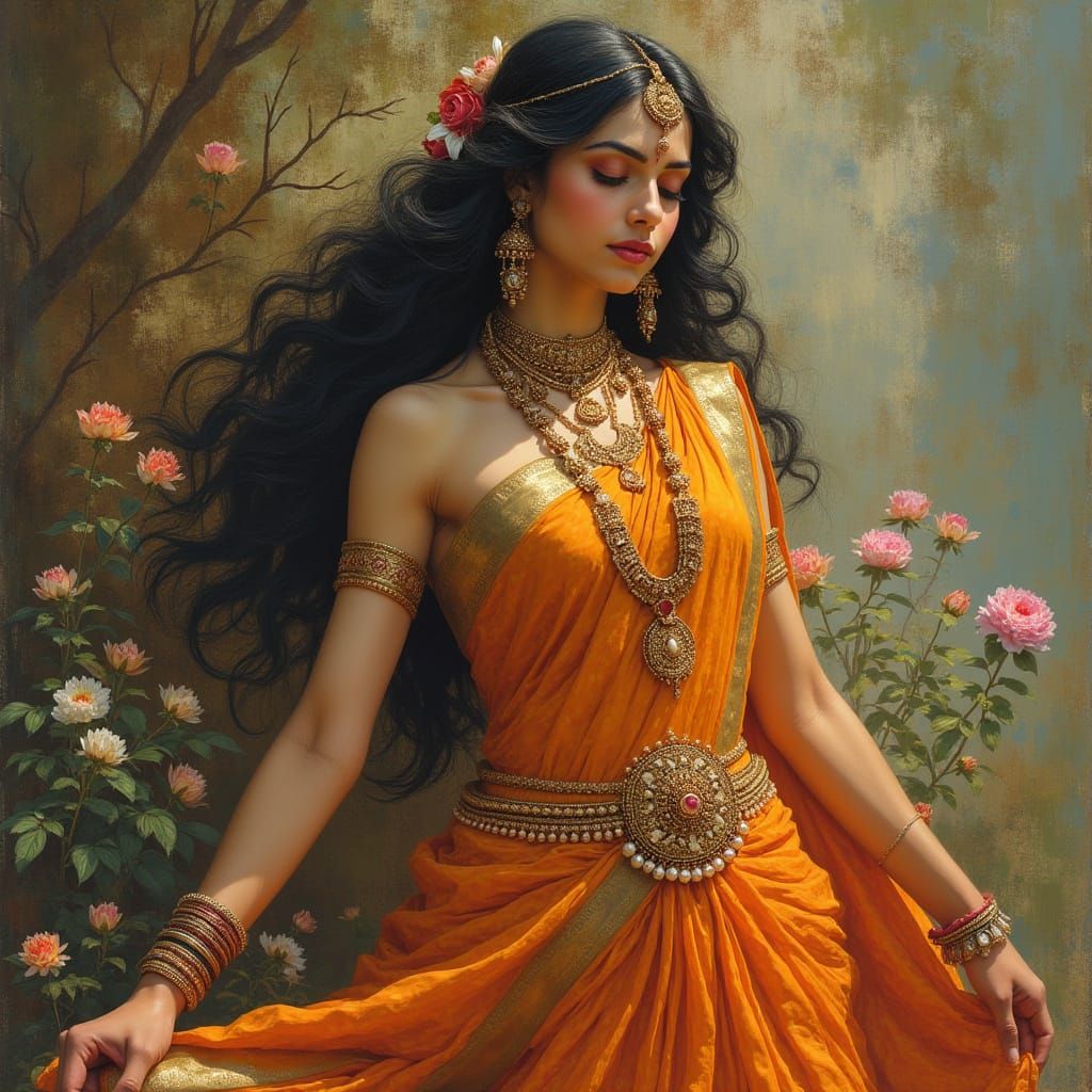Rambha Apsara in Raja Ravi Varma Style
