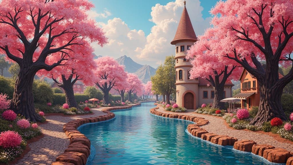 Candy Land Mural with Chocolate River and Toffee Trees