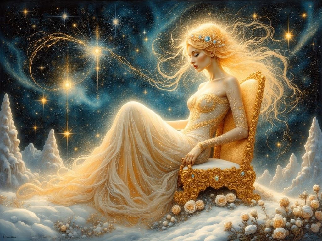 Ethereal Alien Goddess on Snowy Summit