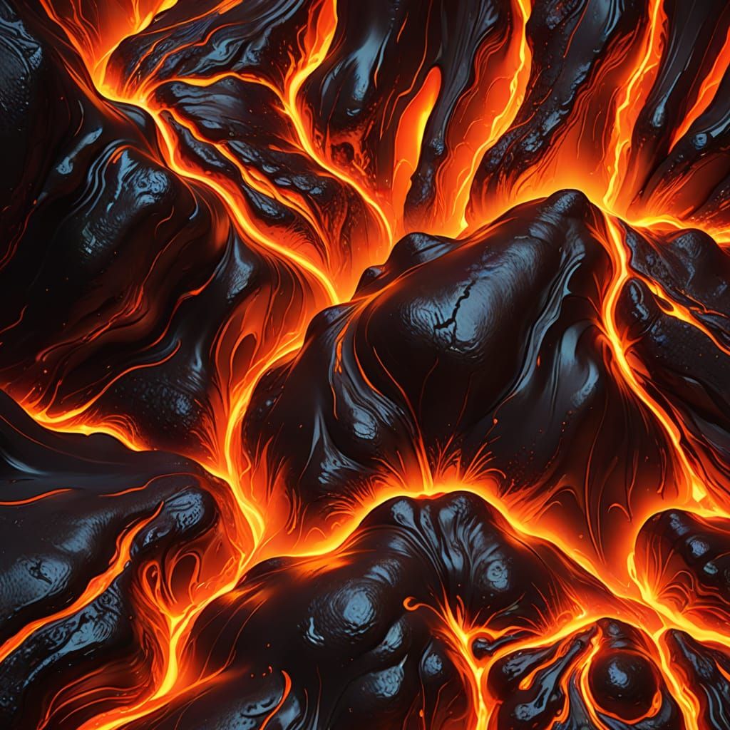 Luminous Magma Flow in Vibrant Orange and Red